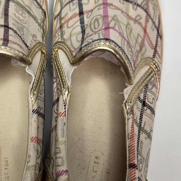 Coach Beale Poppy Plaid Slip On Sneakers Women's Metallic Gold Cap Toe 5.5 - Picture 8 of 11